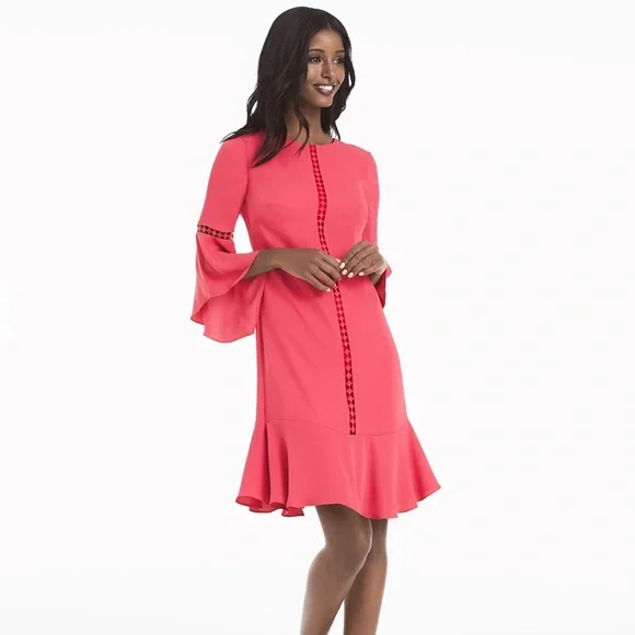 white house black market rose dress | Dresses | White House Black Market Bell Sleeve Pink 4 Fitted at the bust White House Black Market Women